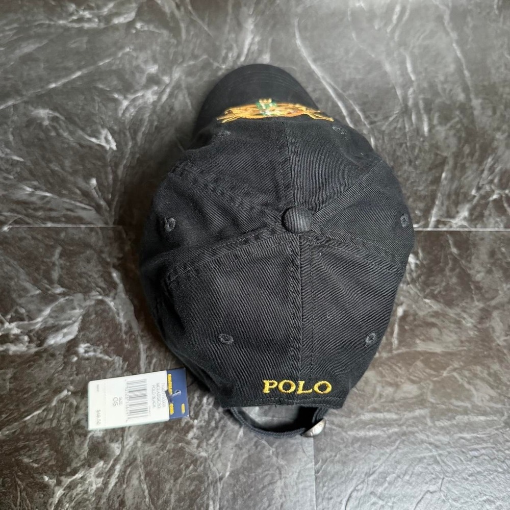 Polo Ralph Lauren Black Vtg Racing Horse Crest Motif Cap Hat -New - Picture 4 of 7
